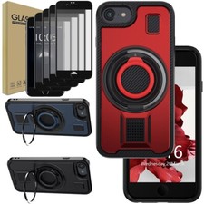 For iPhone SE 2020/SE 2022 Case Shockproof Ring Kickstand Cover/Screen Protector
