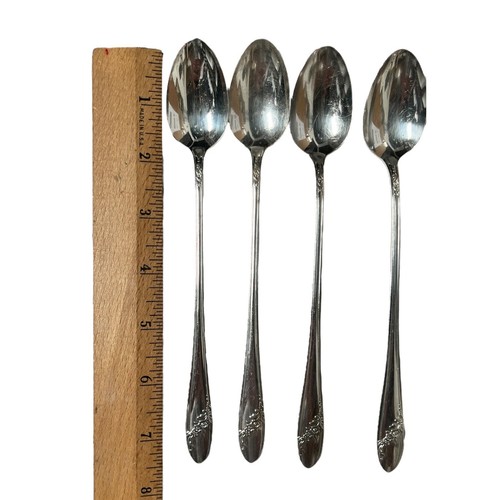 1946 Oneida Community Tudor Plate QUEEN BESS II Ice Tea Spoons Set of 8 - Picture 4 of 7