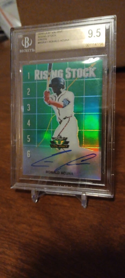 2018 LEAF VALIANT RISING STOCK RONALD ACUNA JR ROOKIE AUTO BGS 9.5/10 SP #/99 - Image 4 of 4