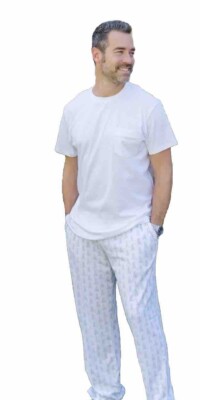 Lila & Hayes Men s 100% Pima Cotton Bunny Print Hangout Lounge Pajama Pants Sz M