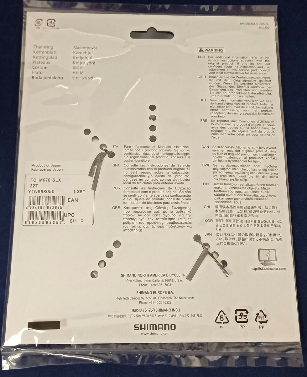 Shimano SLX Chainring FC-M670 (AE) for 42/32/24T 3x10-speed UK