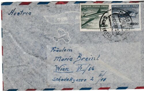Chile - Postumschlag mit 2 Briefmarken 1959