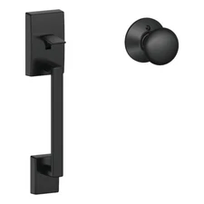 Schlage Camelot-Plymouth Matte Black Entry Door Handleset FE285 CEN 622 PLY