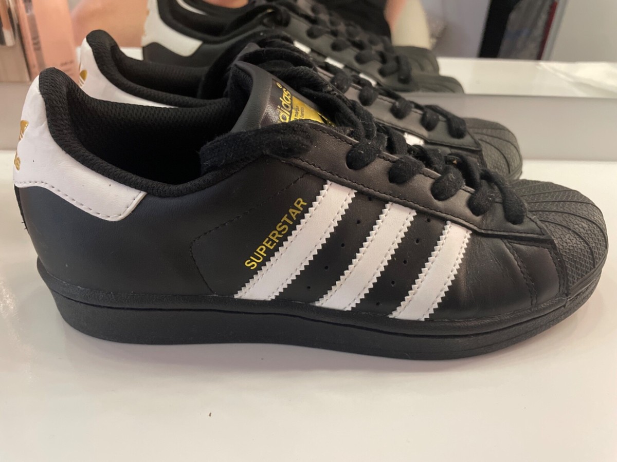 Original Adidas superstar black sneakers with white stripes Size 4.5 | eBay