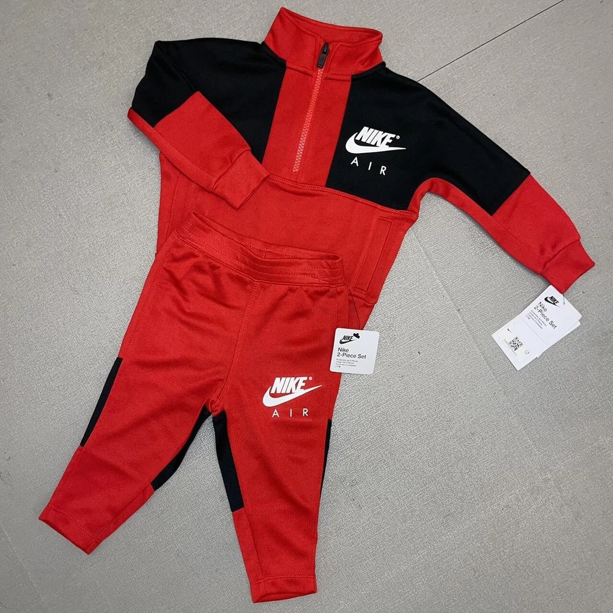 Nike Sportswear Baby Boys University Red Black Half Zip Tracksuit BNWT  12-18M