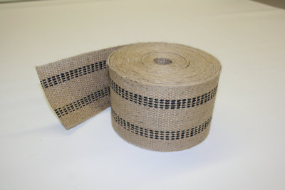 30 Feet Black Stripe Jute Webbing 3 1/2'' wide . UPHOLSTERY (FREE SHIPPING)