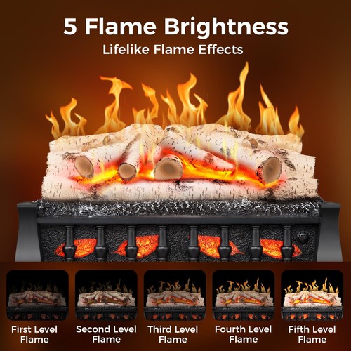 21 Inches Electric Fireplace Insert Log Heater, 5 Flame Control, Auto Shut Off - Picture 6 of 7