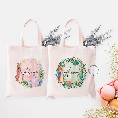 Personalisierte Tragetasche Ostereiersuche Korb Leckerli Peter Hase Hase Geschenk Name
