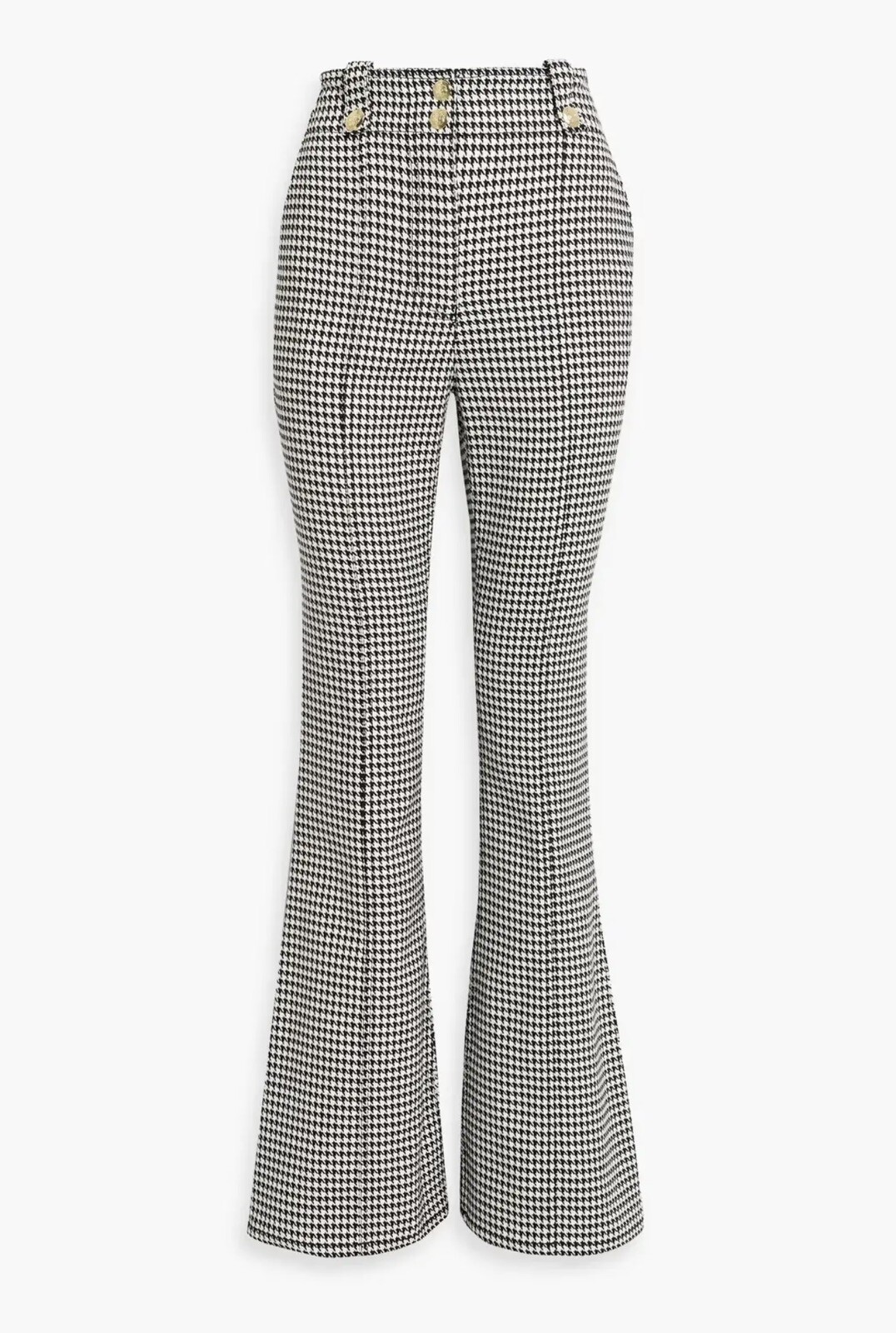 $395 DEREK LAM 10 CROSBY Houndstooth cotton-blend tweed flared pants 00 metallic
