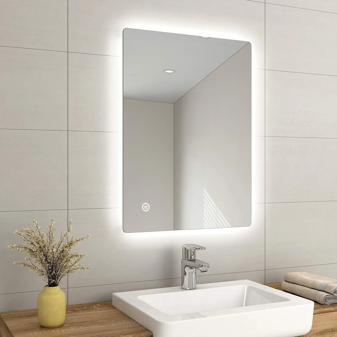 Backlit led illuminated bathroom mirror outlet