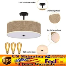 3-Lights Semi-flush Mount Ceiling Light Pendant Lamp Bedroom Chandelier Fixtures