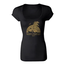 2019 Cruisin Ocean City official car show t-shirt women black scoop neck