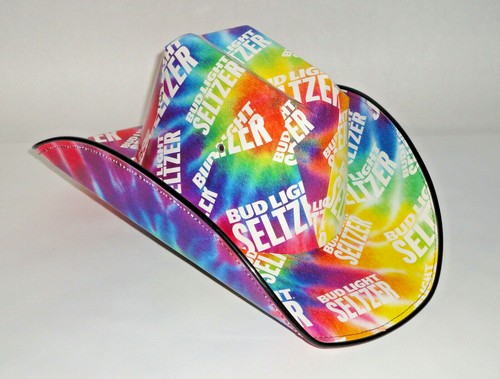 Bud Light Seltzer Cowboy Hat Budweiser Cardboard Novelty Hat Multi Color NEW!
