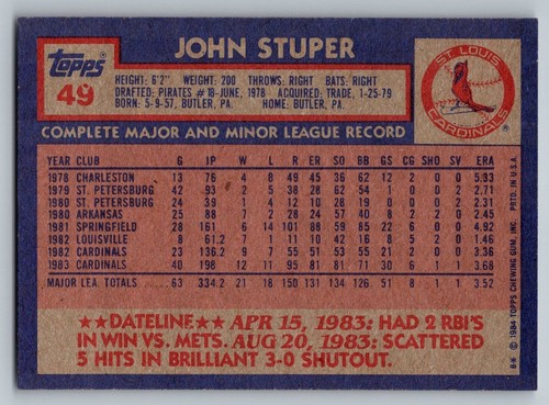 1984 Topps Baseball Singles #1-199. You Pick. NM - Picture 67 of 281