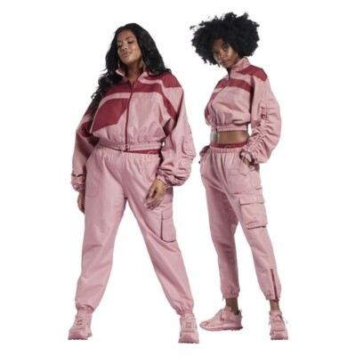 Reebok Damen rosa Reebok X Cardi B Satin Hose UVP 60£