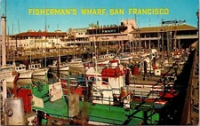 San Francisco California Fishermans Wharf Boats Docks Downtown Chrome Postcard