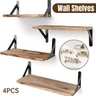 4xFloating Wall Shelves Set Living Room Bedroom Decorative Storage Display Shelf