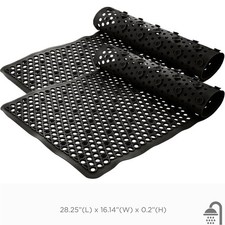 2 Pack Self-Draining Bath Mat, Anti-Slip Suction Cup Bottom, Quick Drain Holes