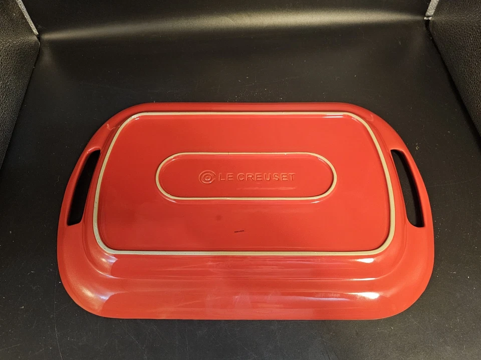 LE CREUSET Pottery Cerise Red Rectangle Serving Platter Tray 00016 - Image 4 of 4