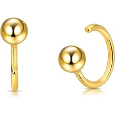 14k Yellow Gold Huggie Hoop Earrings, Tiny Cartilage Hoops Women