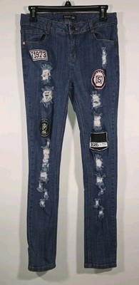 Sweet Look Women s Size 9 Button Up Stretch Mid Rise Skinny Jeans Medium Wash