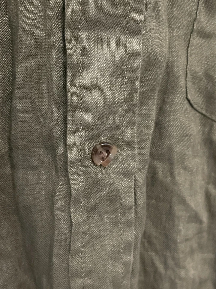 H&M Womens Linen Top Size Small Green Button up Long Sleeve Adult - Image 3 of 4