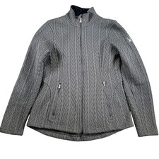 SPYDER Full Zip Textured Fleece Jacket Gray Womens Medium Athletic Outdoor