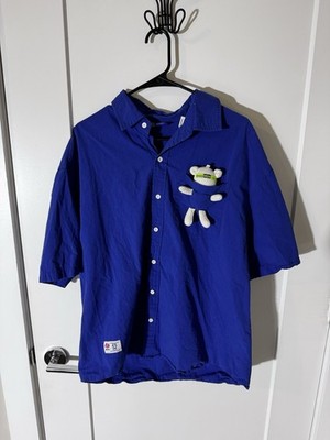 N-52TRW Men s XL Blue Monkey Print Button Shirt Y2K Streetwear Novelty Tee
