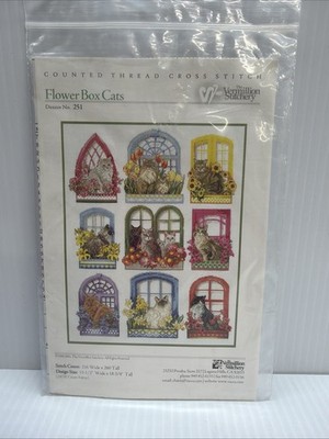 Flower Box Cats Vermillion Stitchery Hand Cross Stitch Pattern 251