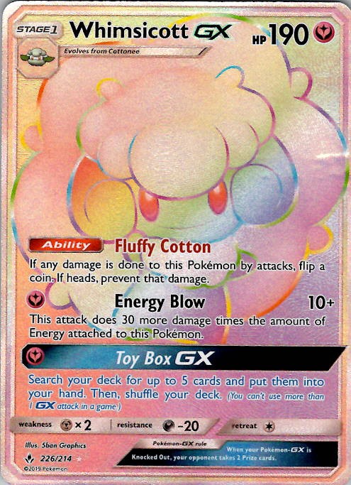 Whimsicott GX (Secret) SM - Unbroken Bonds 226/214 Holo NM