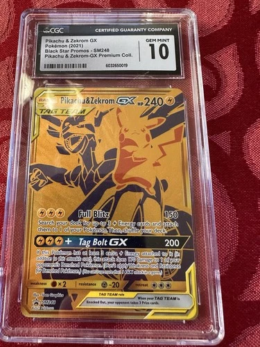 2021 POKEMON PREMIUM COLLECTION PROMO #SM248 PIKACHU & ZEKROM GX CGC 10 GEM MINT
