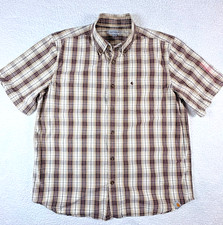 Men's Carhartt Relaxed Fit Short Sleeve Shirt Size XL Button Down Plaid Pocket