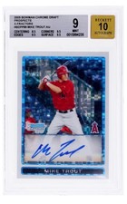 2009 Bowman Chrome XFractors Auto Mike Trout BGS 9/10 Rookie 36/225 great subs