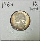1964 Silver Washington Quarter, Brilliant Uncirculated, Nice Orange Toning!
