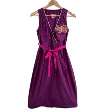 Avoca Anthology Dress Size 2 UK 10 Silk Purple Embellished Ribbon Tie Wedding