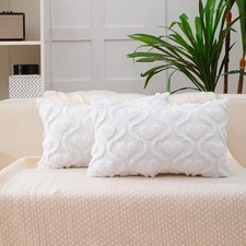 Valentines Day Lumbar Throw Pillow Covers 12x20 20" x 12" Pack of 2 White