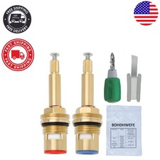 Leak-Proof Quarter Turn Brass Faucet Cartridges - 2 Pack, Fits 1/2 Inch Threads