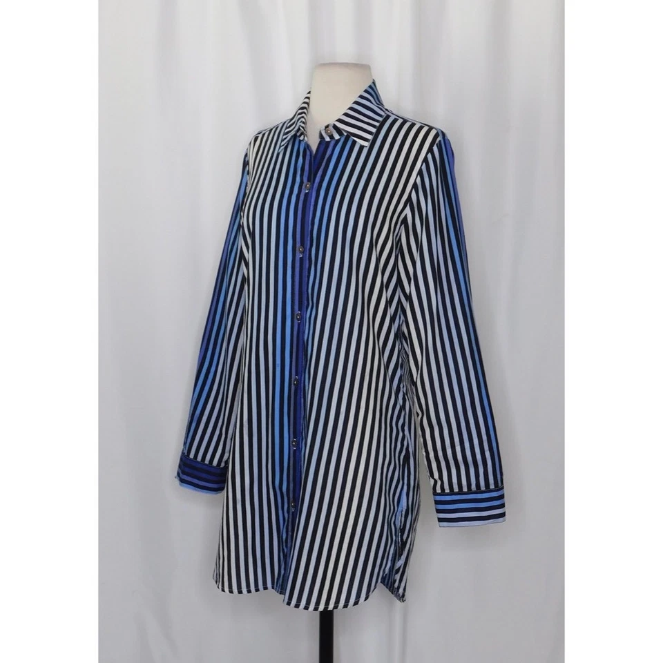 Tommy Bahama синяя полосатая на пуговицах пляжный отдых путешествия средний размер - Изображение 4 из 4