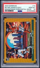 2024 PANINI DONRUSS DOWNTOWN DUOS GOLD #14 BO NIX/JOHN ELWAY 1/10 PSA 10 BOOKEND