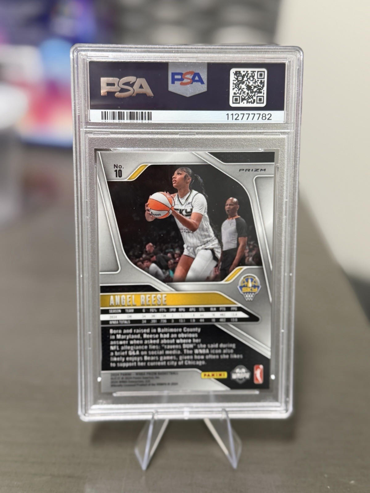 2024 Prizm WNBA Angel Reese Blue Velocity RC PSA 9 view 2