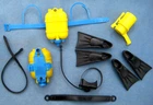 Vtg ~ MATTEL - SCUBA TANKS & FLIPPERS ~ Sea Devils Matt Mason Rick Riley GI JOE