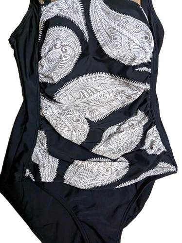 Women's VENUS Swimsuit Sz 10 Black Paisley Lascana Nice - Picture 3 of 4
