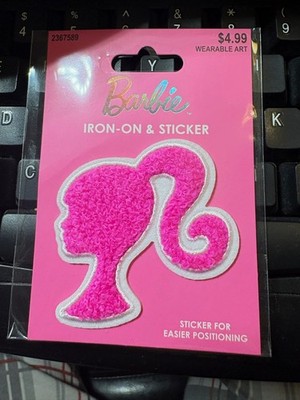 BARBIE Pink Side Silhouette FLEECE Patch  Applique Iron On Doll Toy Barbie ST2