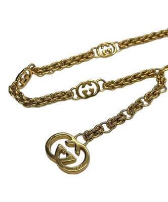 GUCCI Chain Belt GG Logo mark Vintage Long necklace Gold Length