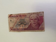 Mexican Bank Note: El Banco de Mexico S.A. 1998 50 Pesos Serie BP No. D3671188