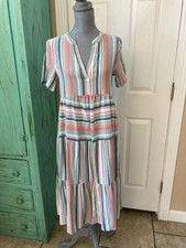 SHEIN,  WOMENS,  SHORT SLEEVE,  V-NECK,  EMPIRE STYLE,  TIERED MAXI DRESS,  6