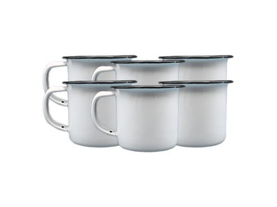 Bene Casa Mini White Enamel Espresso Cup, 3 oz 6 Pieces
