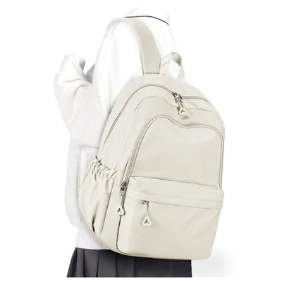School Backpack Teenage Girls Boys Waterproof College Bag Fits 14 Inch Beige