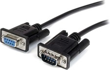 1m Black DB9 RS232 Serial Cable - Male to Female, EMI Shielded, Lifetime Support