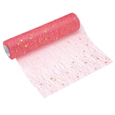 Bright Red Table Runner Roll, 11" x 45 Feet Sequin Foil Metallic Table Runner